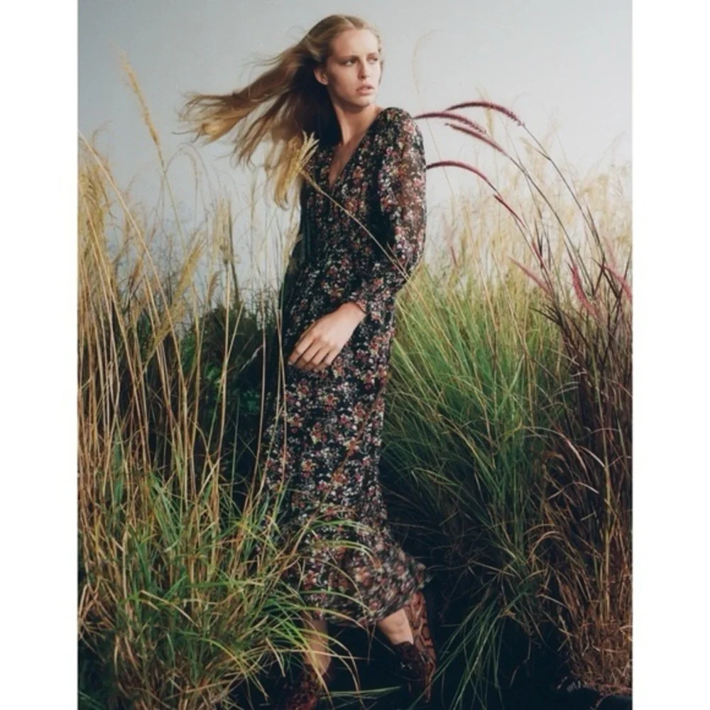 Zara Floral Midi Dress Prairie Cottagecore